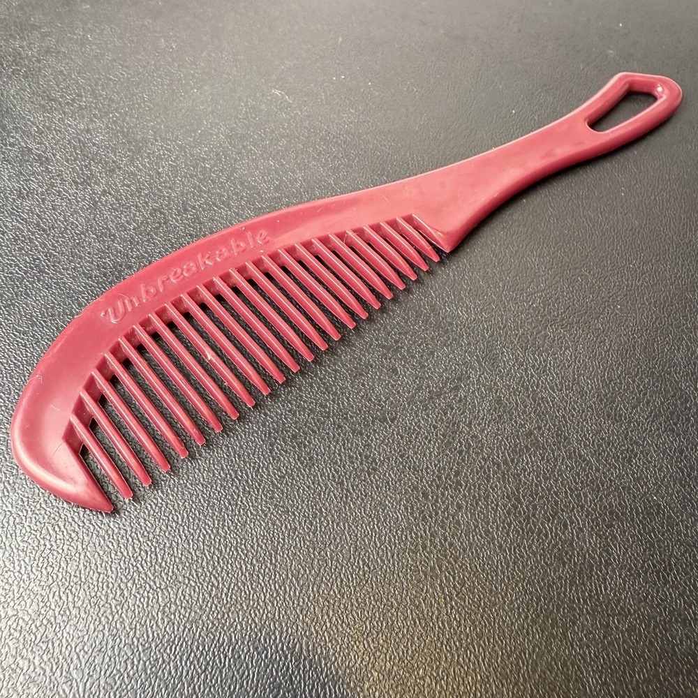 VTG Goody Unbreakable Pocket Comb 6" Pink‎ Curved 1975